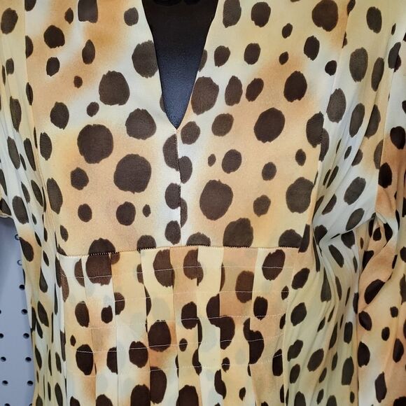 Vintage Leopard Print Polyester Maxi Dress, Sz Large, READ FOR FLAWS! - Picture 5 of 15